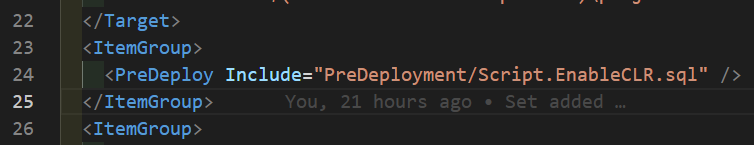 Pre deployment element in project file