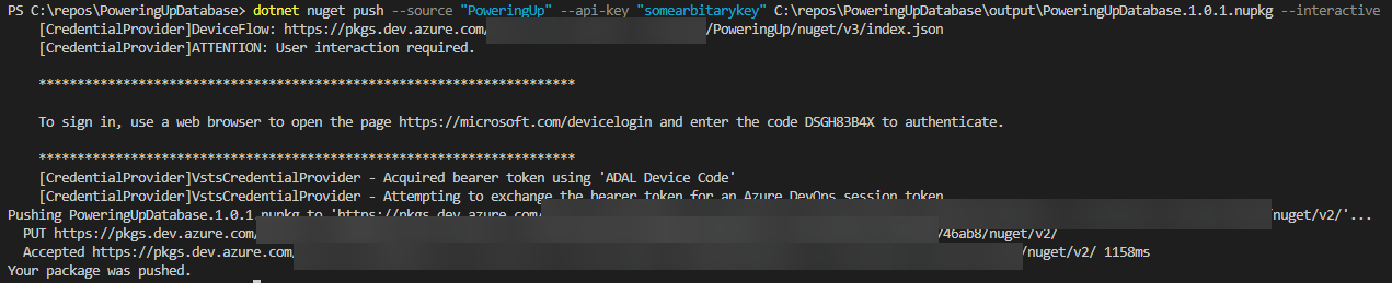 Figure 15: Push package to Azure Artifacts