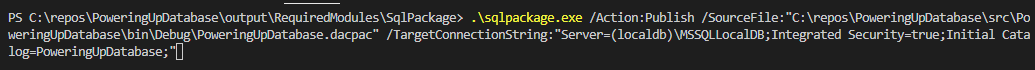 SqlPackage.exe publishing action
