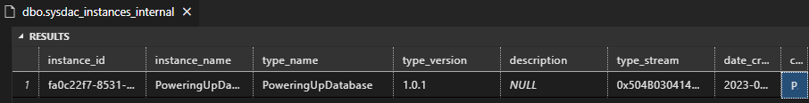 Figure 14: sysdac_instances_internals table in msdb