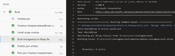 Figure 3: Building storage account resource through Azure Pipelines