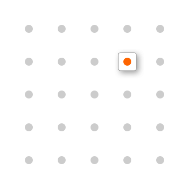 picture with grey dots, 1 orange dot stroked with shadow