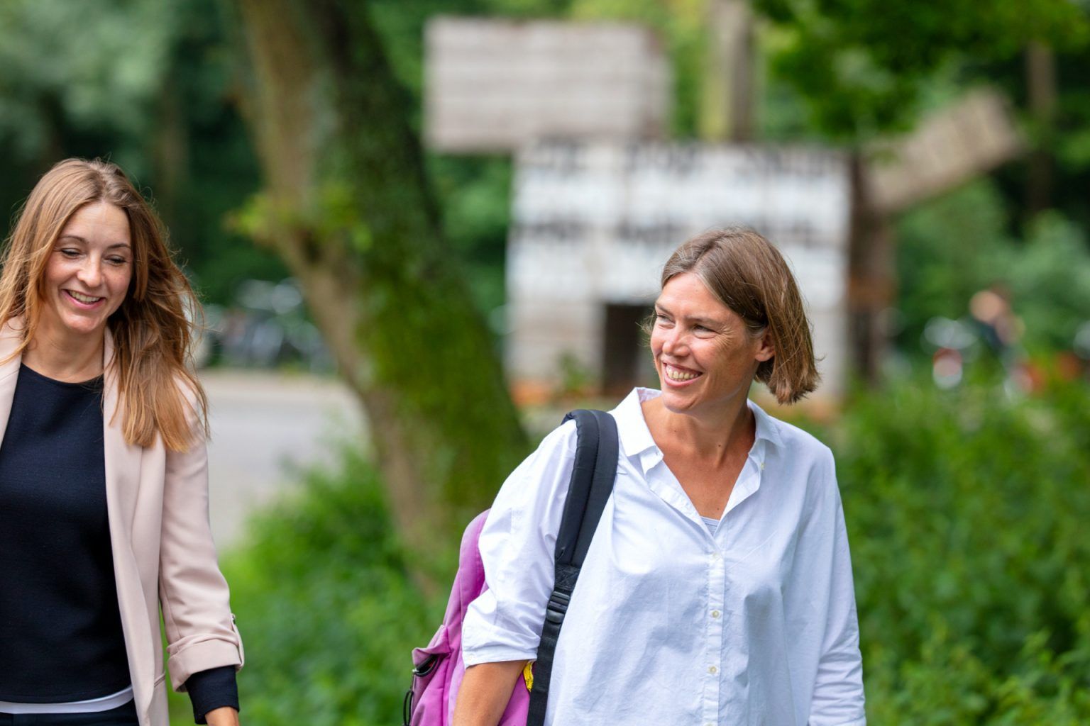 Two women walking