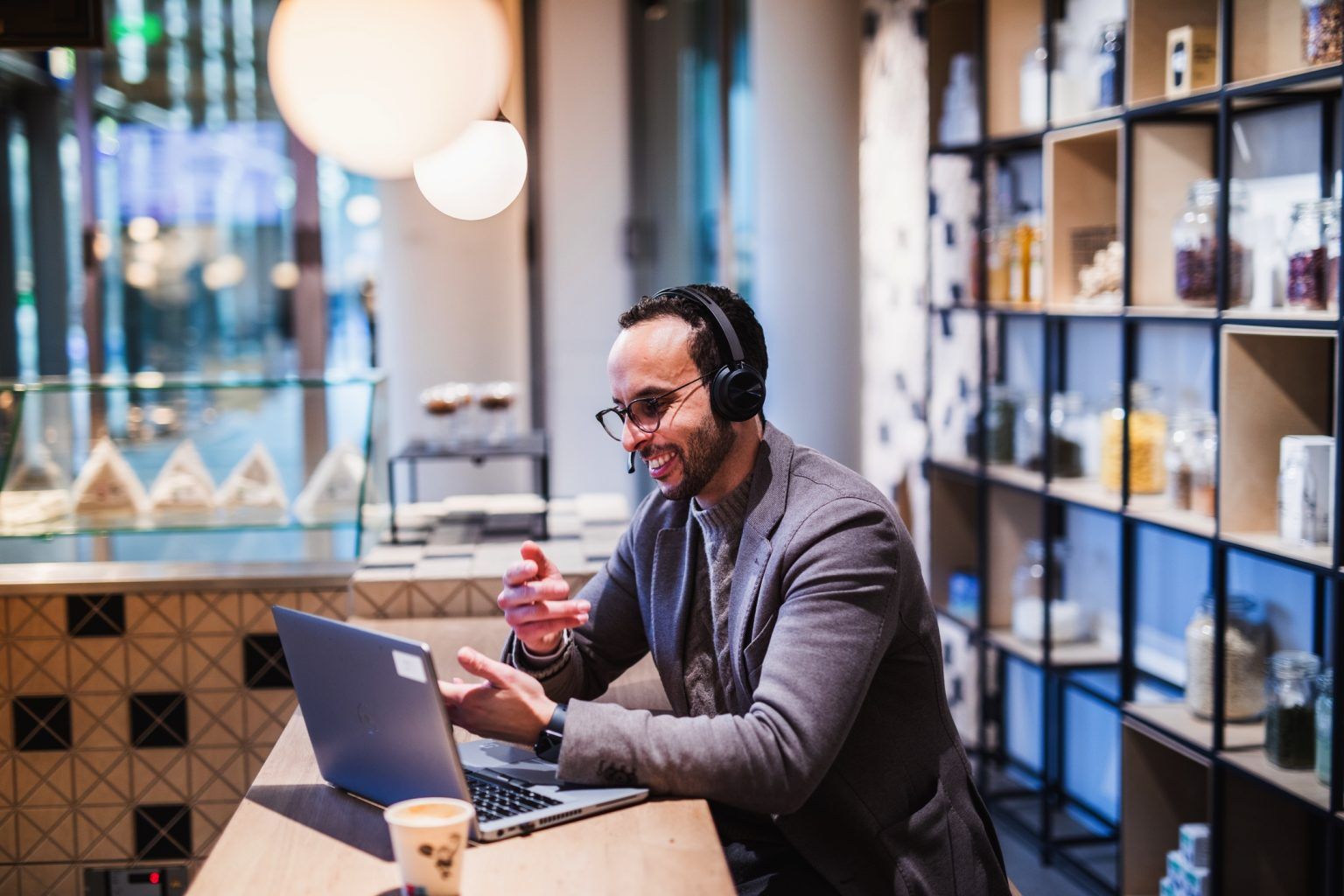 Fouad Ben Masoud behind a laptop