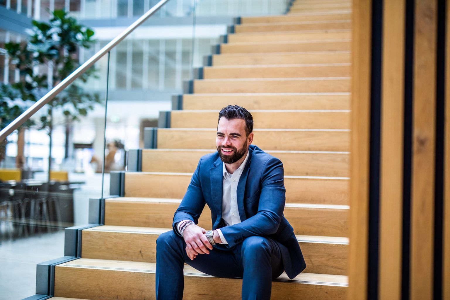 Luuk Veltmans sitting on the stairs