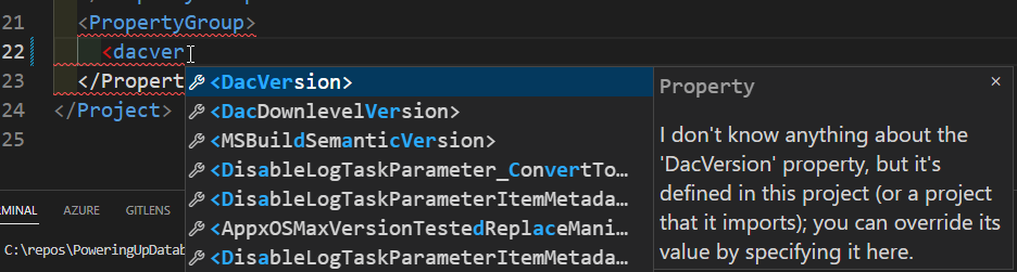 Figure 12: Dac version in .NET SDK Database project