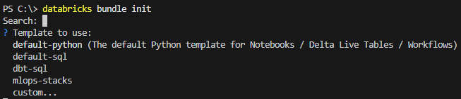 Figure 3: Databricks bundle init 