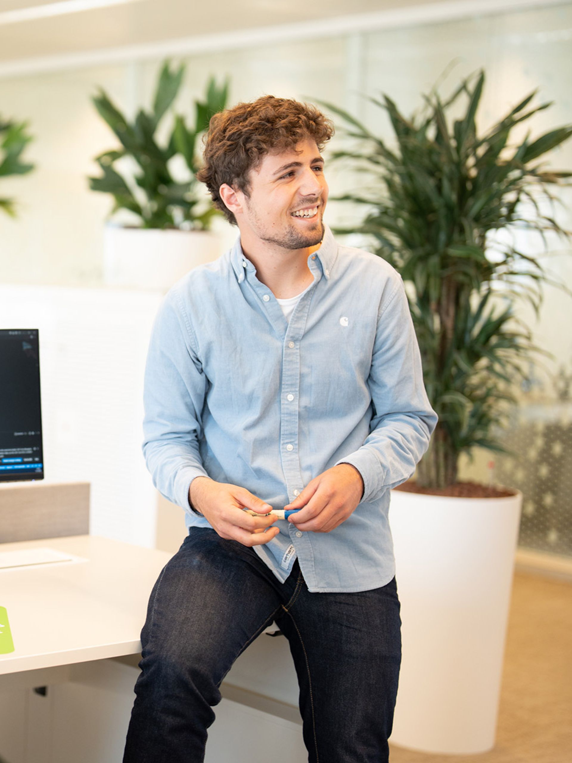 Two young men in conversation.