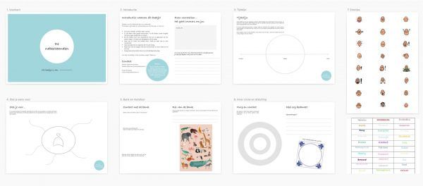 Different pages of a diary booklet.