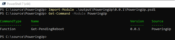 Figure 8: Importing the module in PowerShell session.