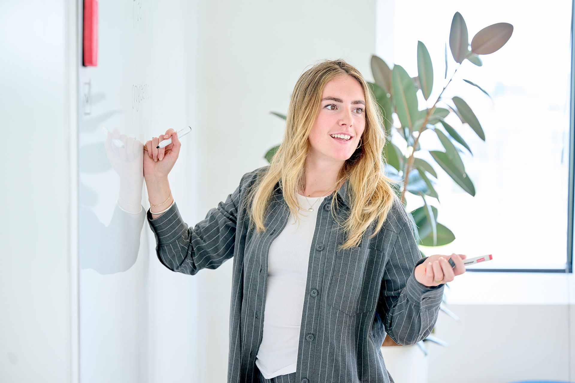 Modesta van Aken bij whiteboard