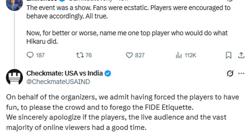 FIDE CEO Emil Sutovsky's comments on X.