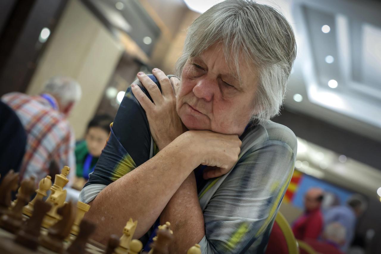 Ingrid Lauterbach aux Championnats du monde seniors par équipes de la FIDE. Photo : Mark Livshitz/FIDE.