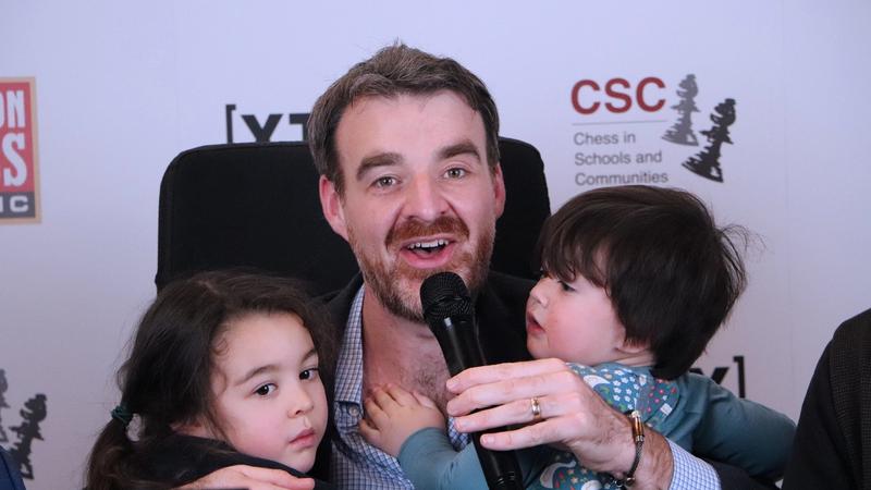 GM Gawain Jones after winning the 2024 London Chess Classic.