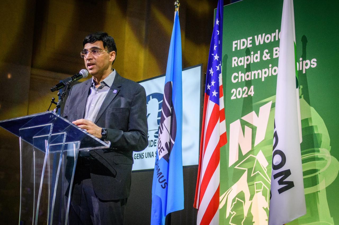 Indian chess legend VIshy Anand is now the interim president of FIDE. Photo: Michal Walusza/FIDE.