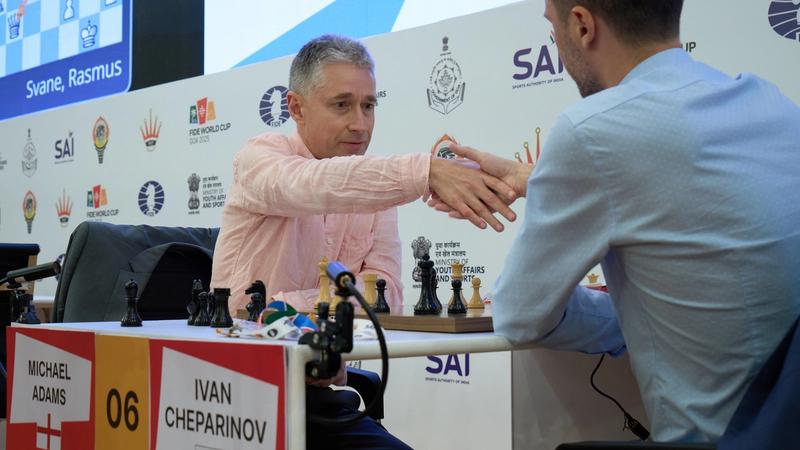 The veteran GM Michael Adams survived a marathon match.