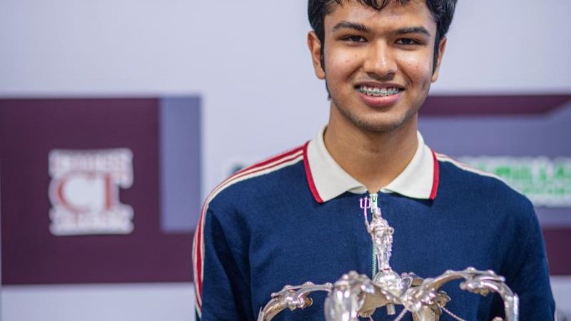 Shreyas Royal with the 122-year-old trophy.