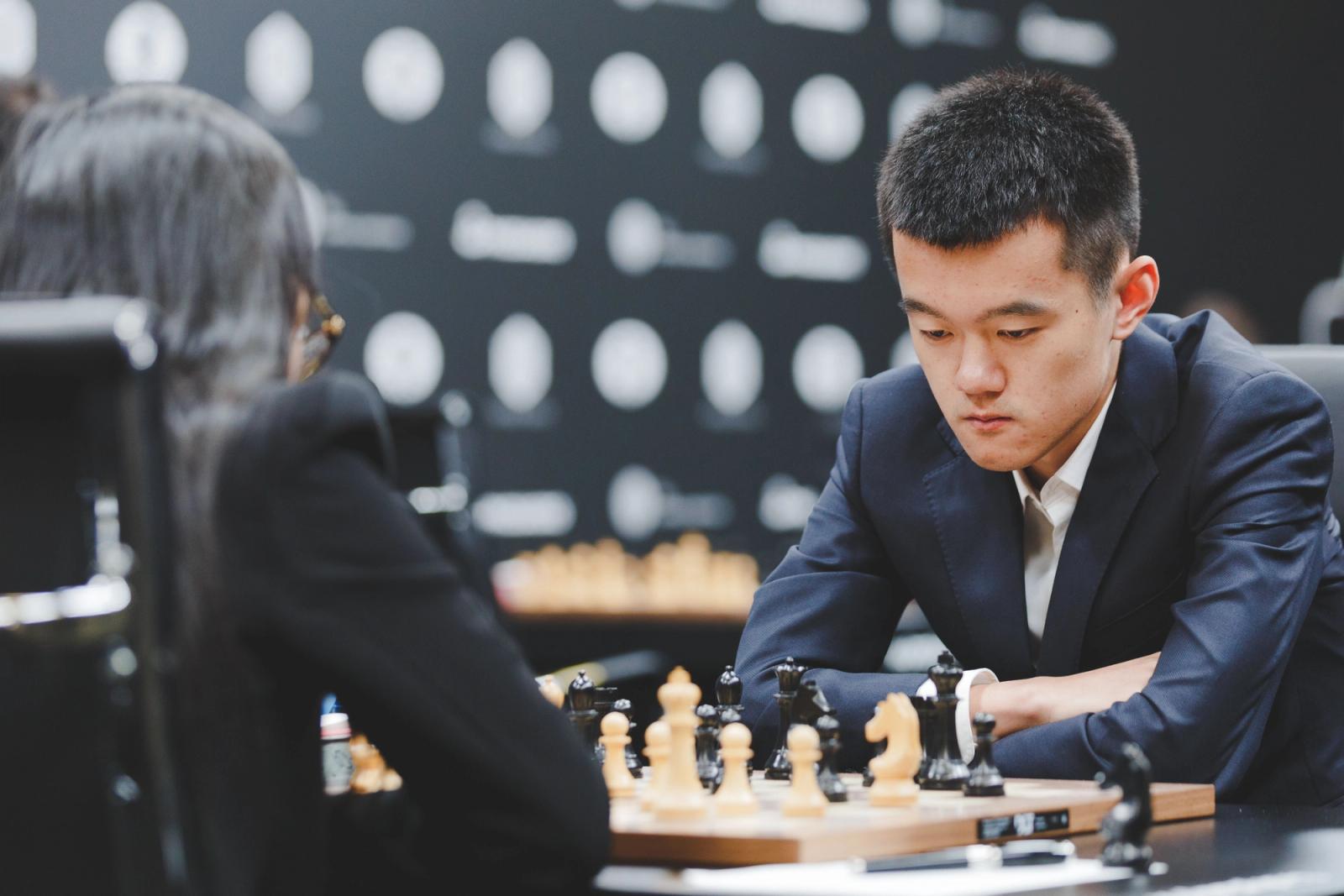 Grandmaster Ding Liren deep in thought at the board