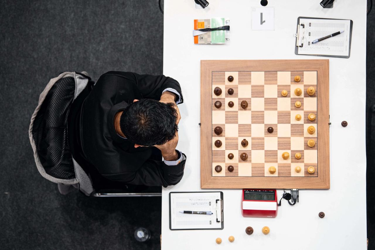 Gukesh has the weight of the world on him. Photo: Stev Bonhage/FIDE.