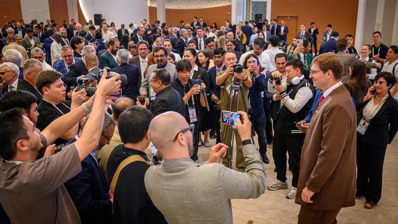 Timur Turlov after winning the 2026 FIDE presidential election in Samarkand.