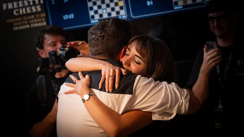 GM Levon Aronian was embraced by wife Anita Ayvazyan after winning.