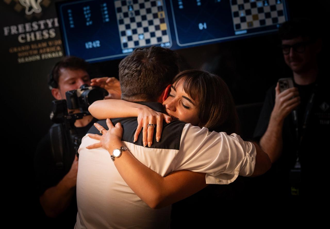 GM Levon Aronian was embraced by wife Anita Ayvazyan after winning.