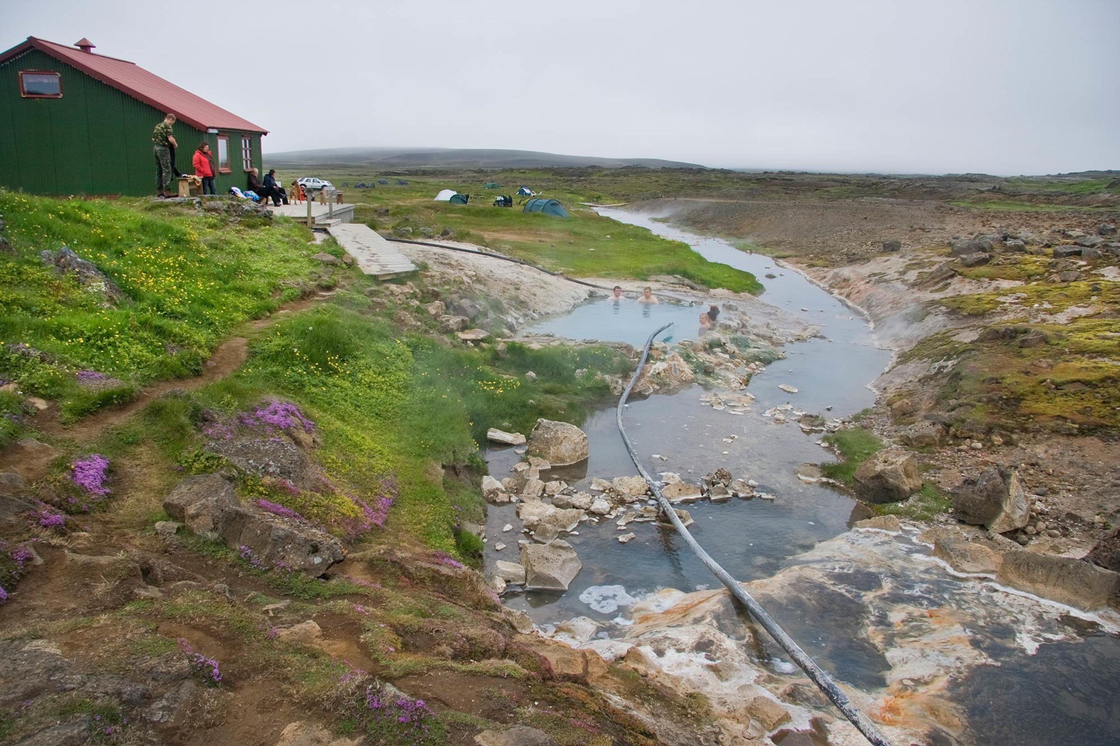 The very enjoyable hot natural pool in Hveravellir geothermal area in the center of the Icelandic highlands