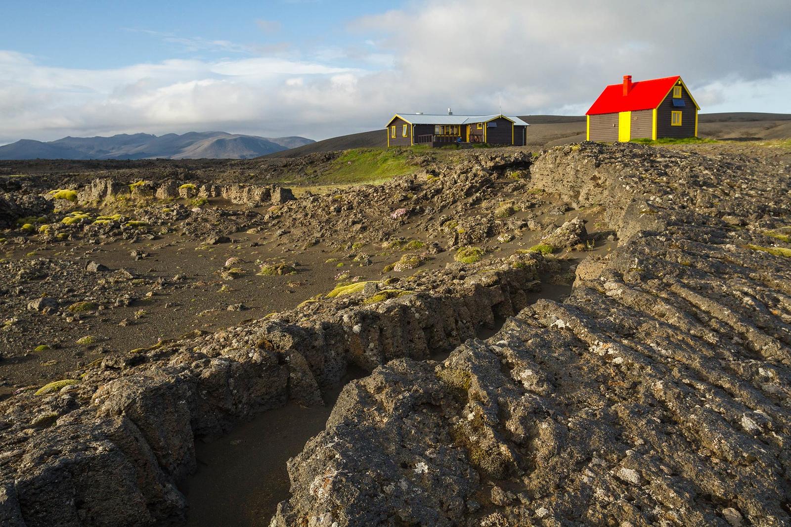 A couple of hut's in icelandic rocky nature