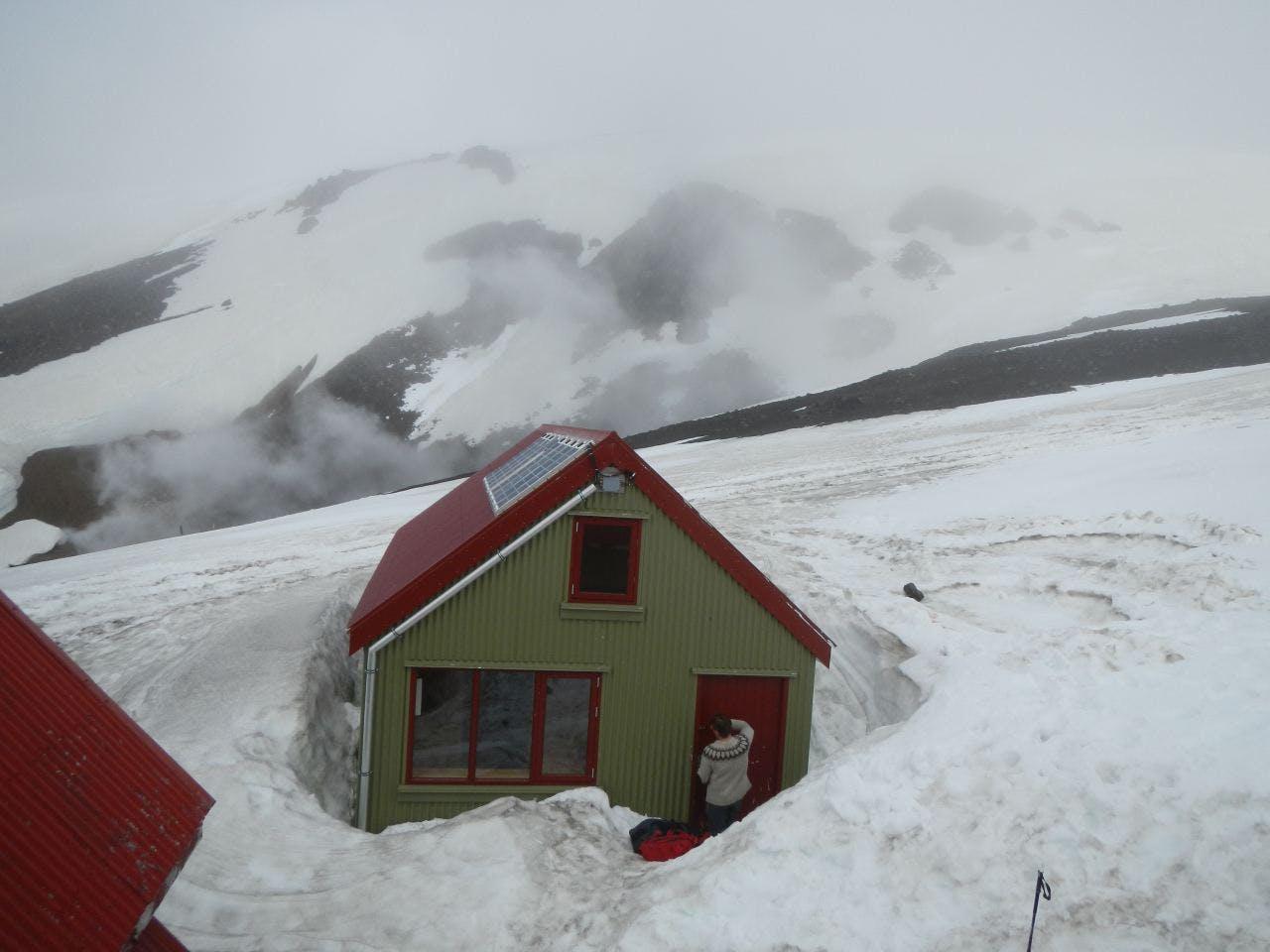 Mountain hut in the snow