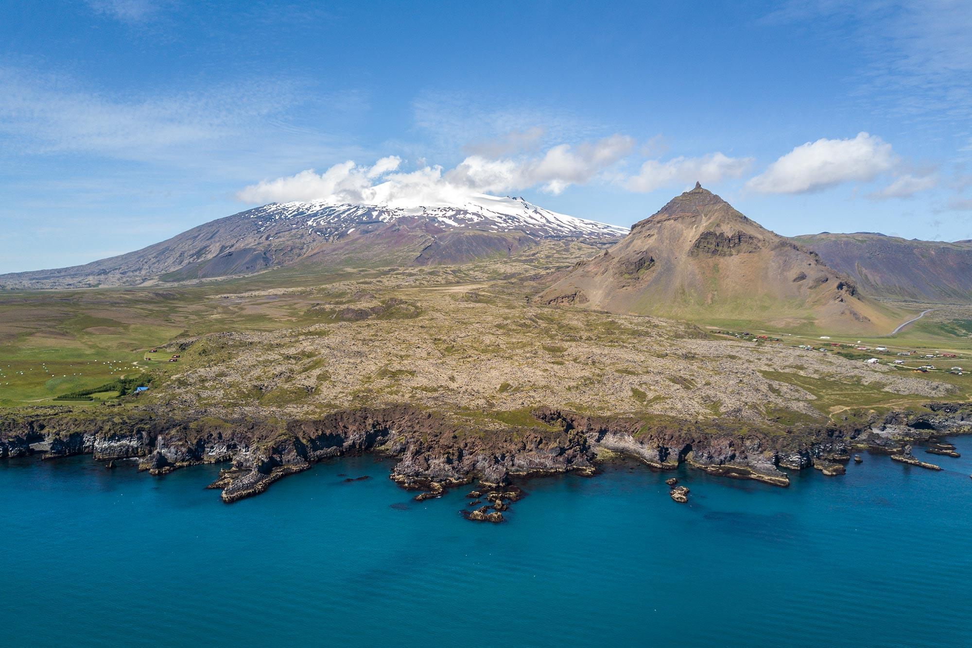 snaefellsnes mountain under blue water
