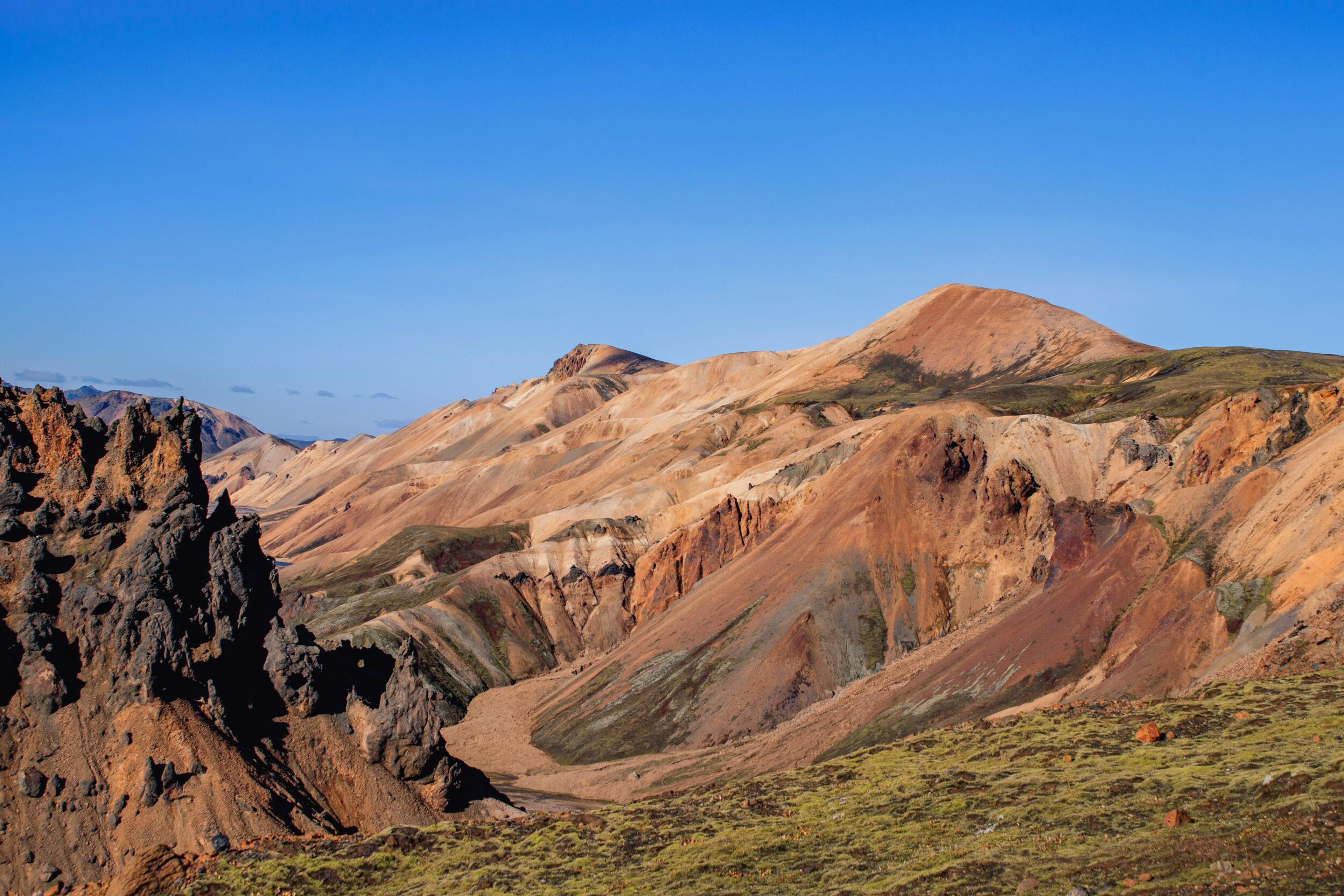 Mountains in green and brown