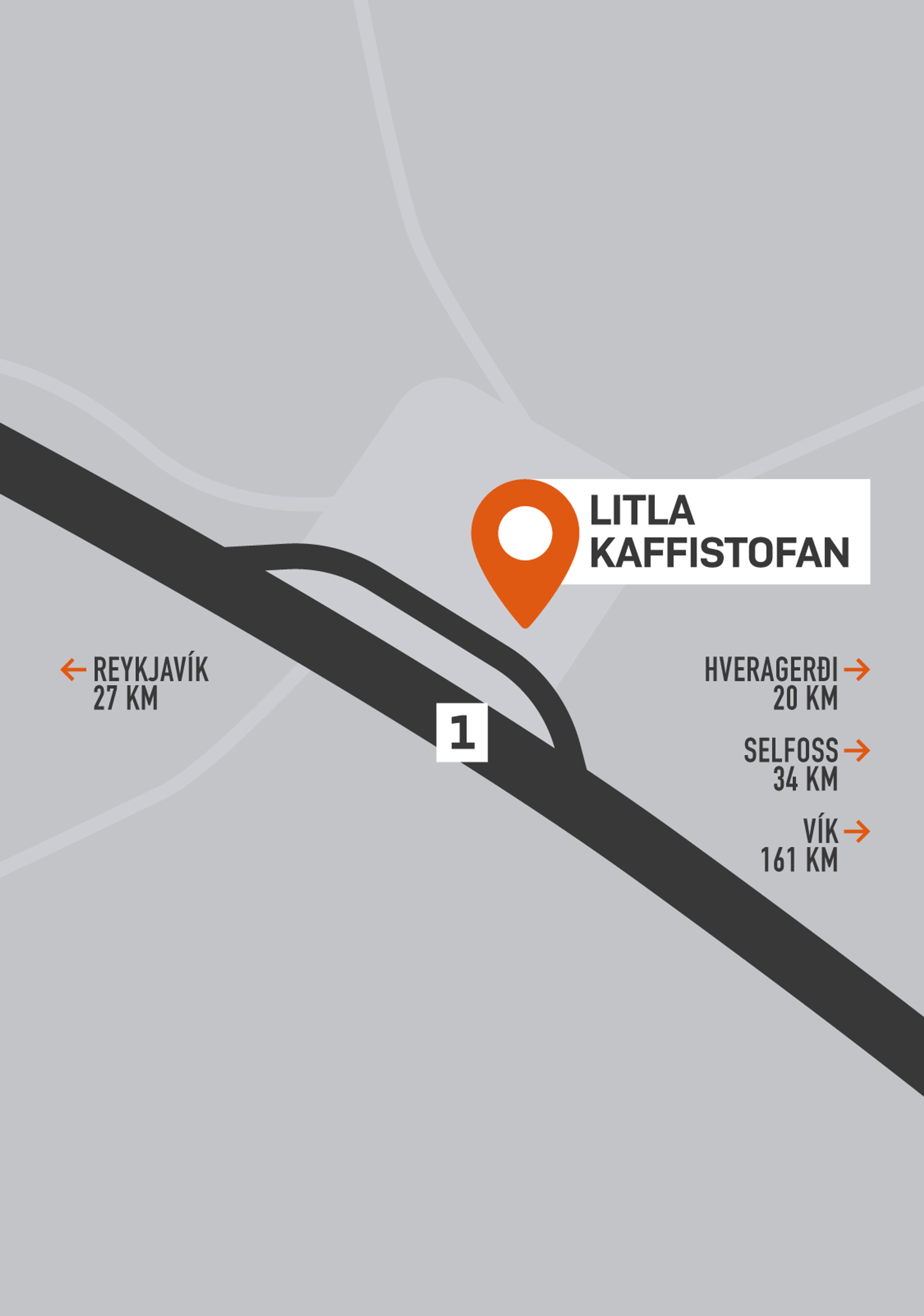 A map depicting the location of Litla Kaffistofan Off Route 1