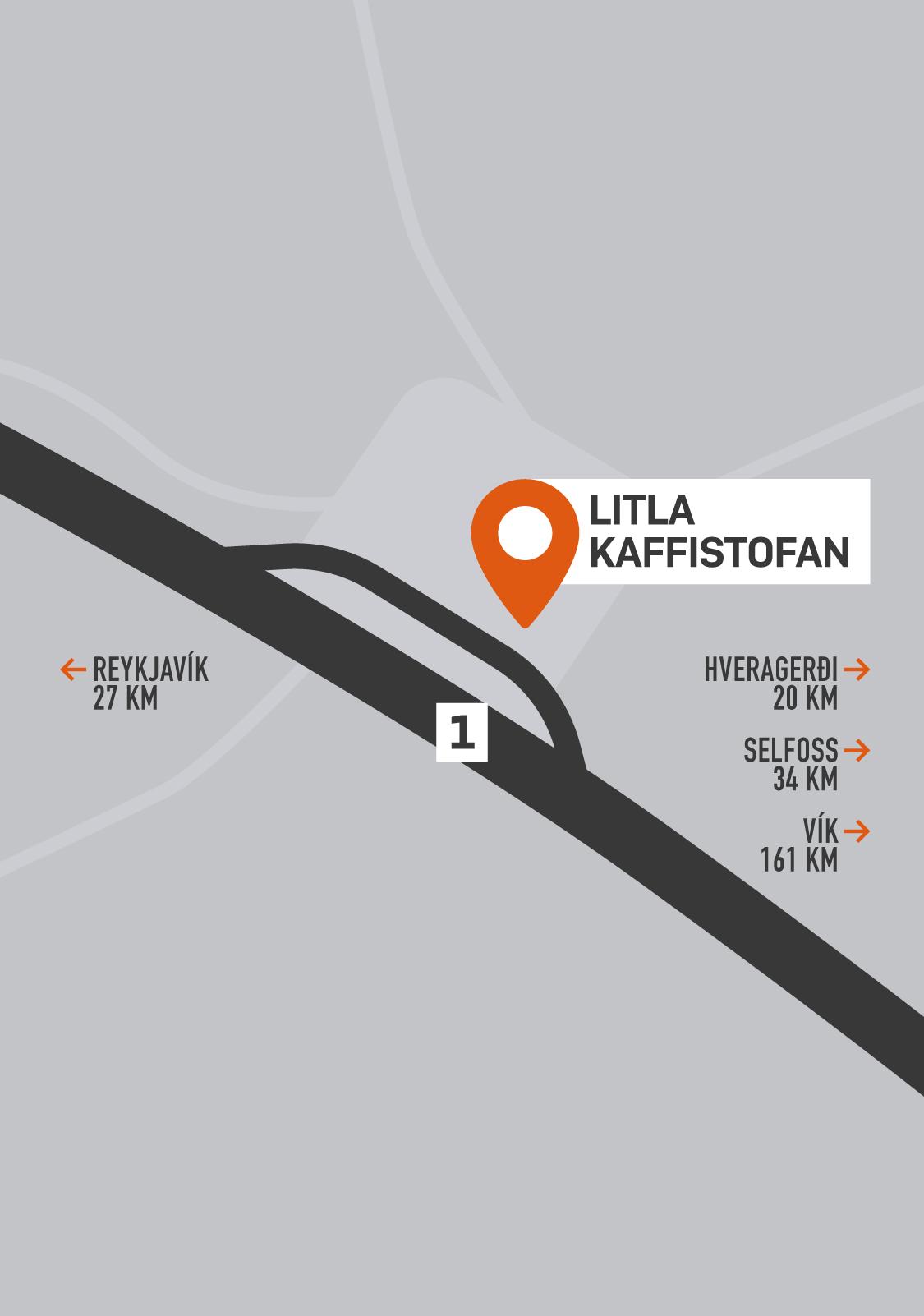 A map depicting the location of Litla Kaffistofan Off Route 1