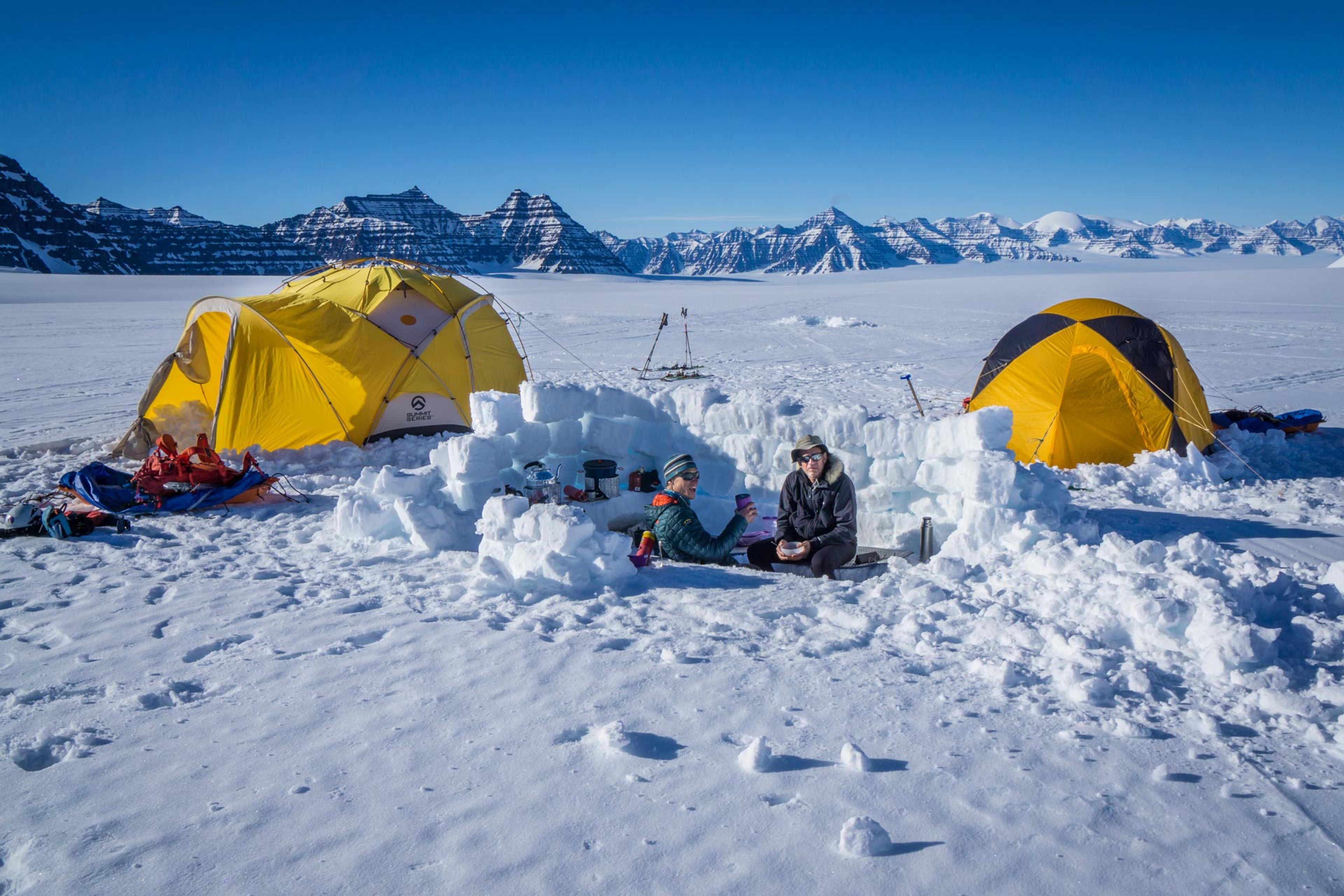 At basecamp in the sun