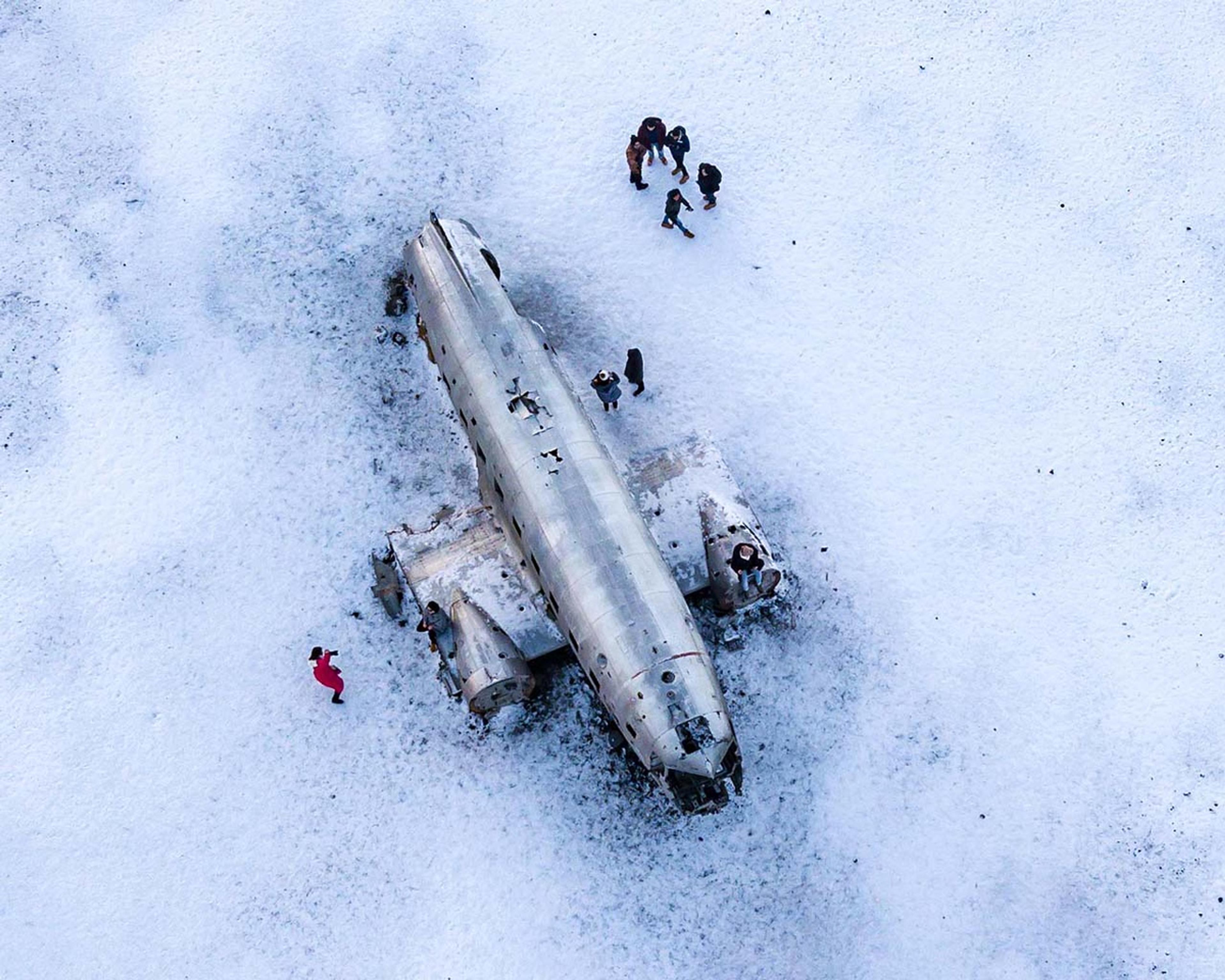 The DC-3 plane wreck on Sólheimasandur seen from abover