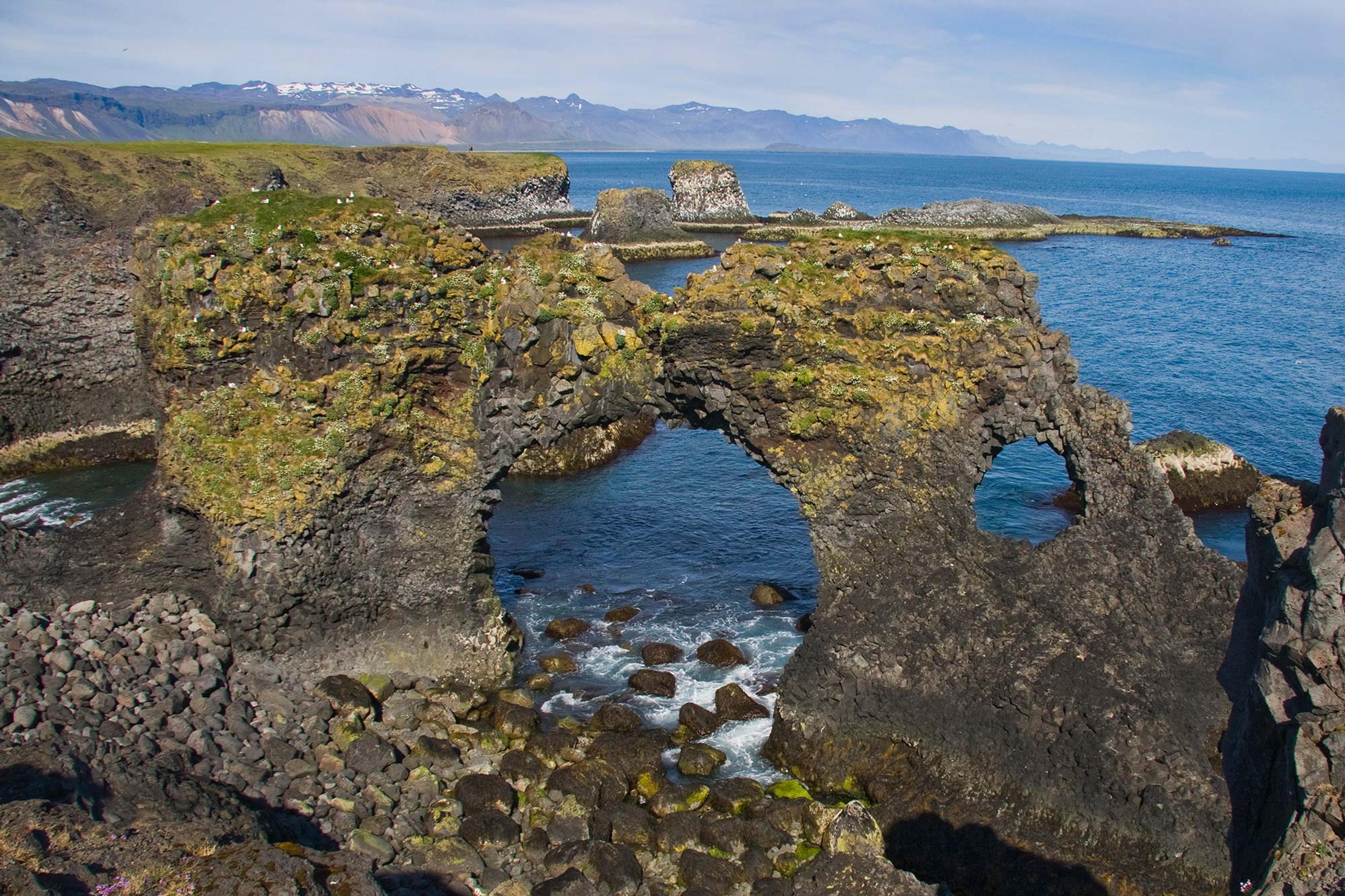 A cliff called Gatklettur in Arnarstapi on Snæfellsnes