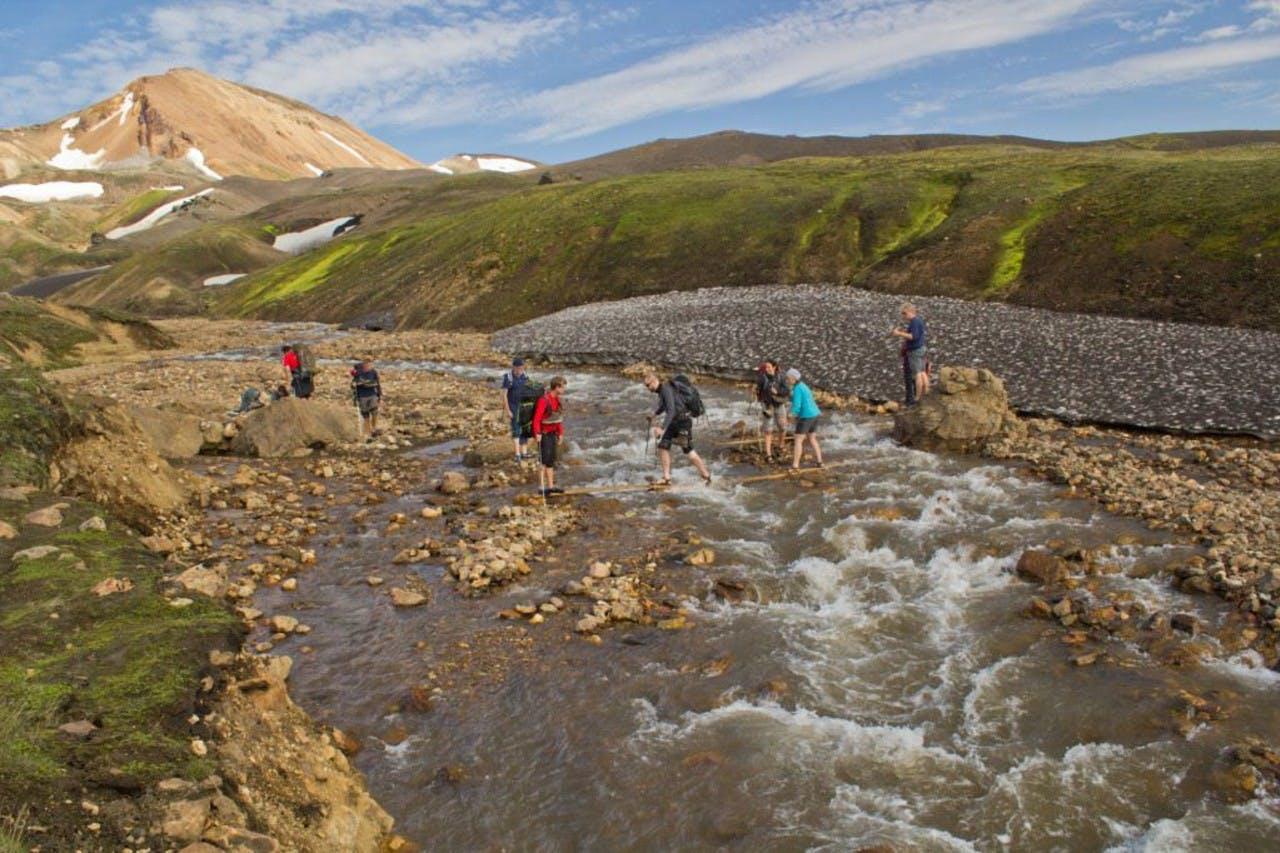 People river crossing on the Laugavegur trail
