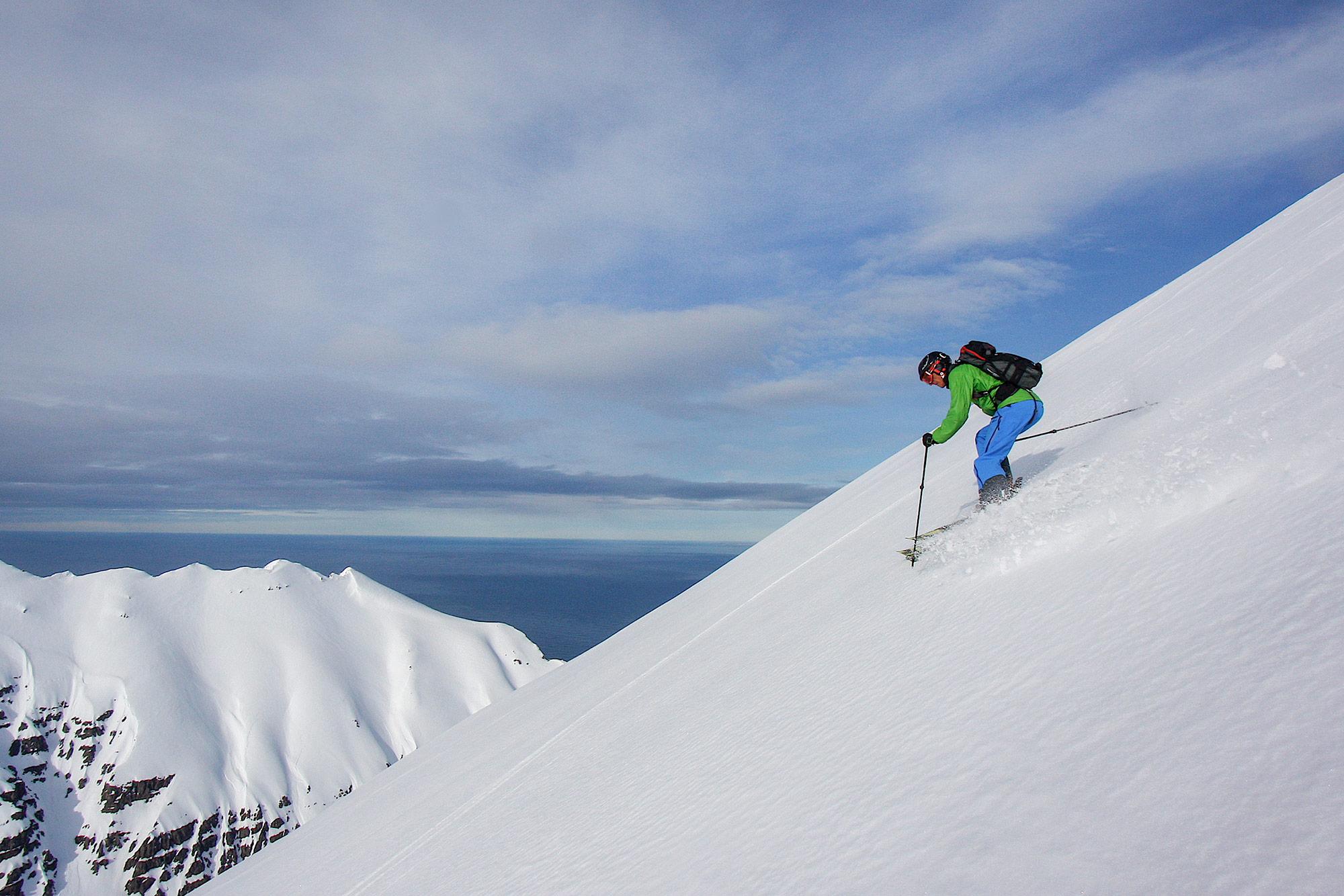 Alpine ski touring in the north of Iceland