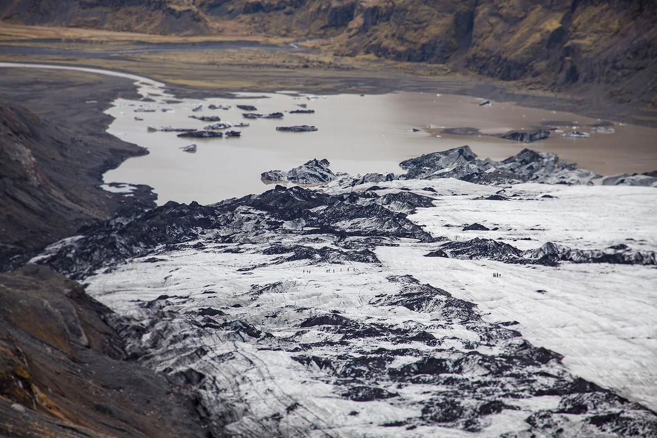 Aerial view of Solheimajokull glacier