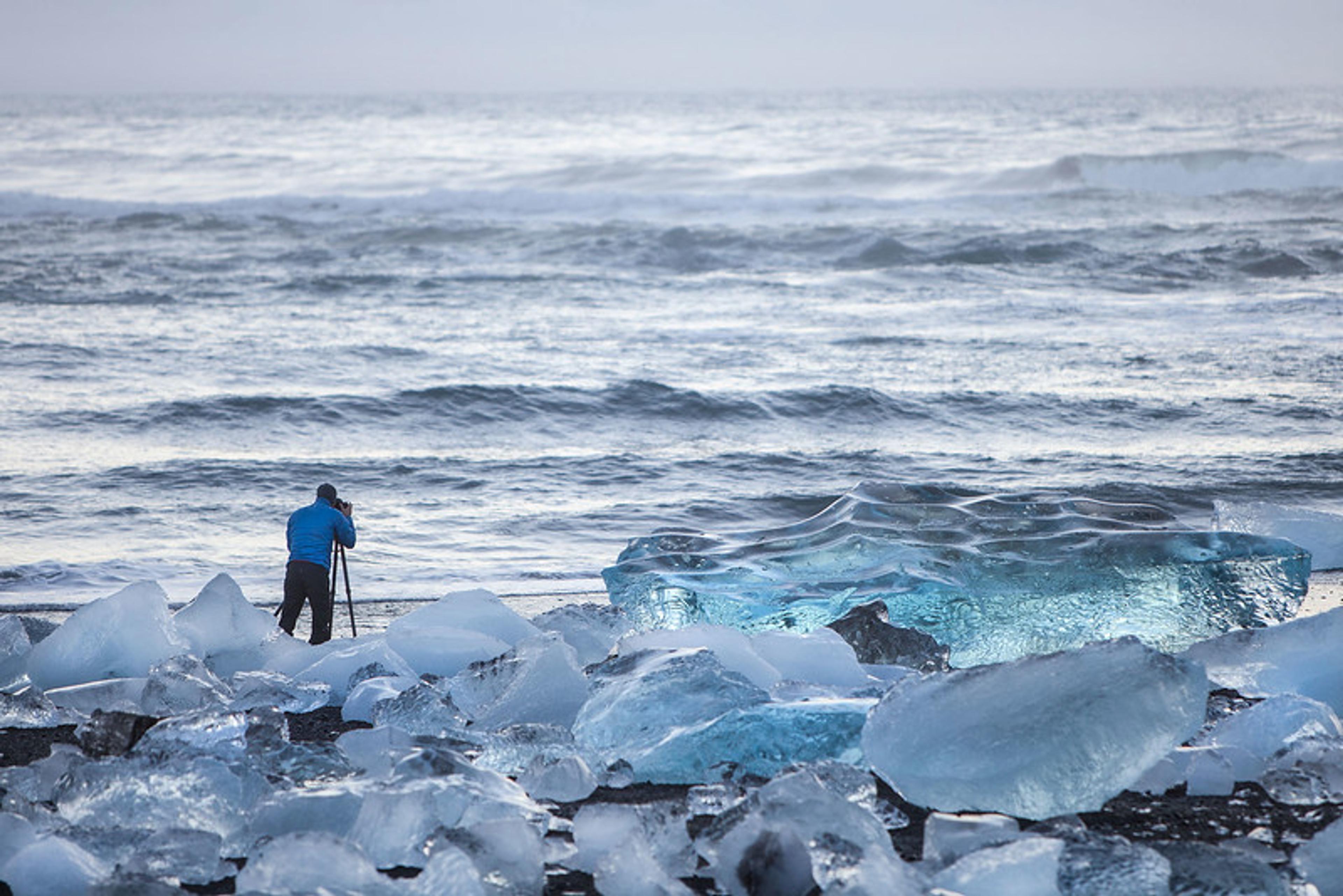 The so called diamond beach near Jökulsárlón with it's many icebergs