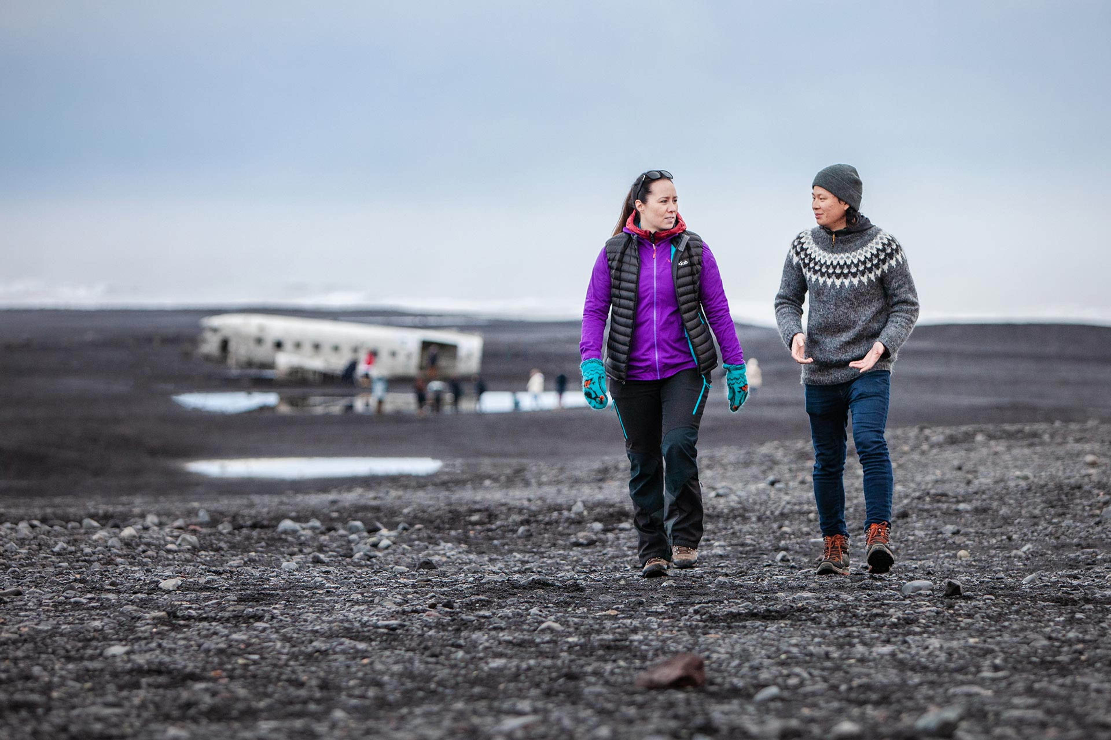 The couple coming back from exploring the dc3 plane wreck