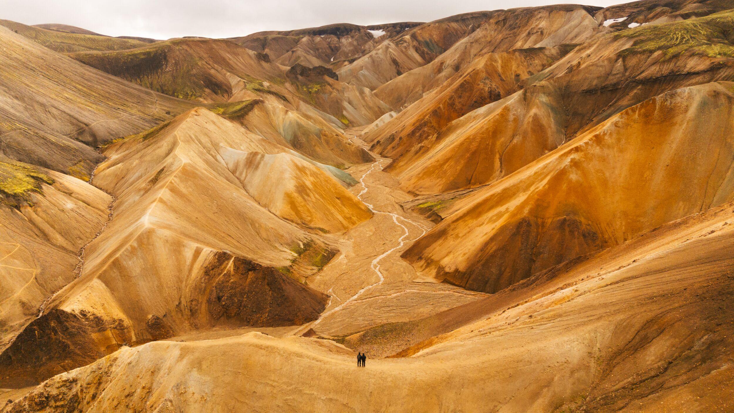 The colorful mountains and valleys of Landmannalaugar in the Icelandic Highlands