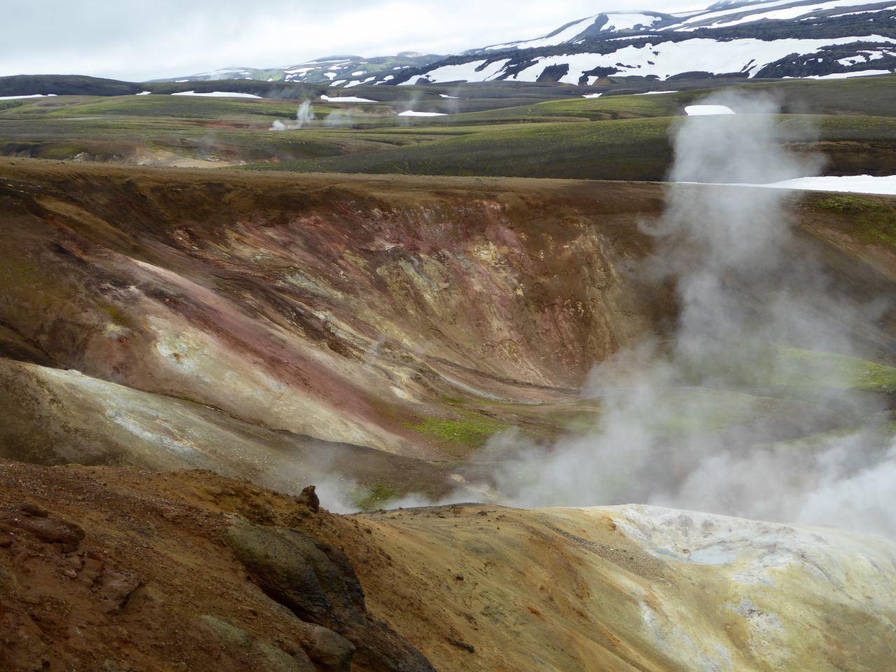 A picture taken at Landmannalaugar with steam coming from the ground