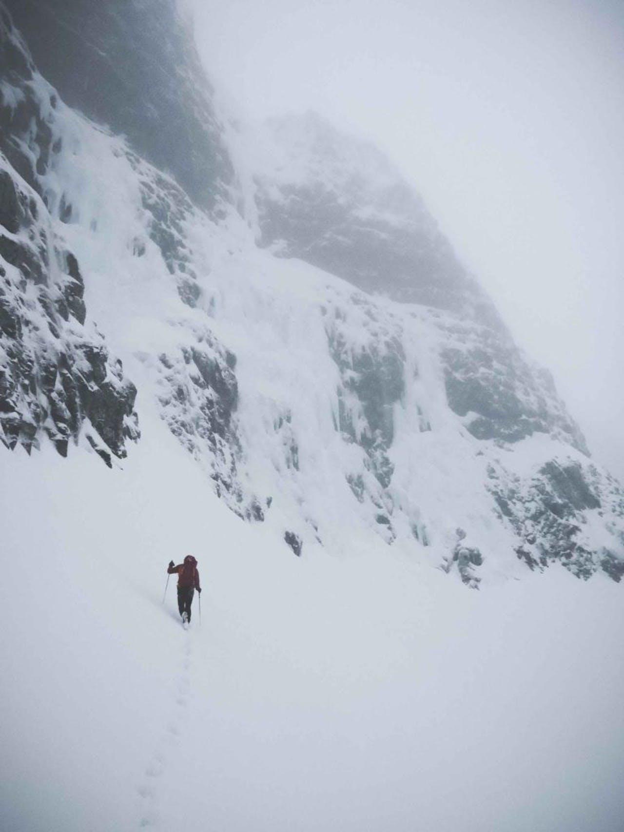hiking in a snow storm