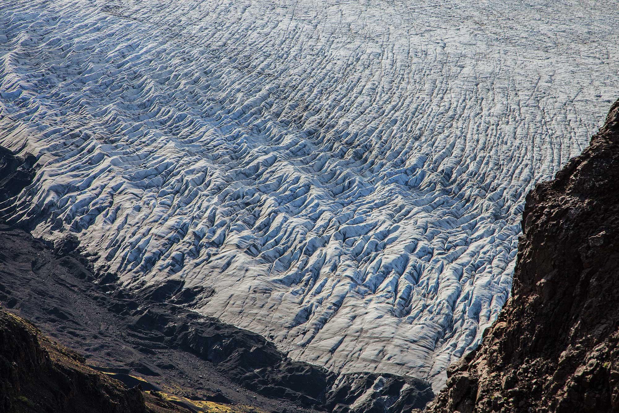 Bird view on Svínafellsjökull glacier.