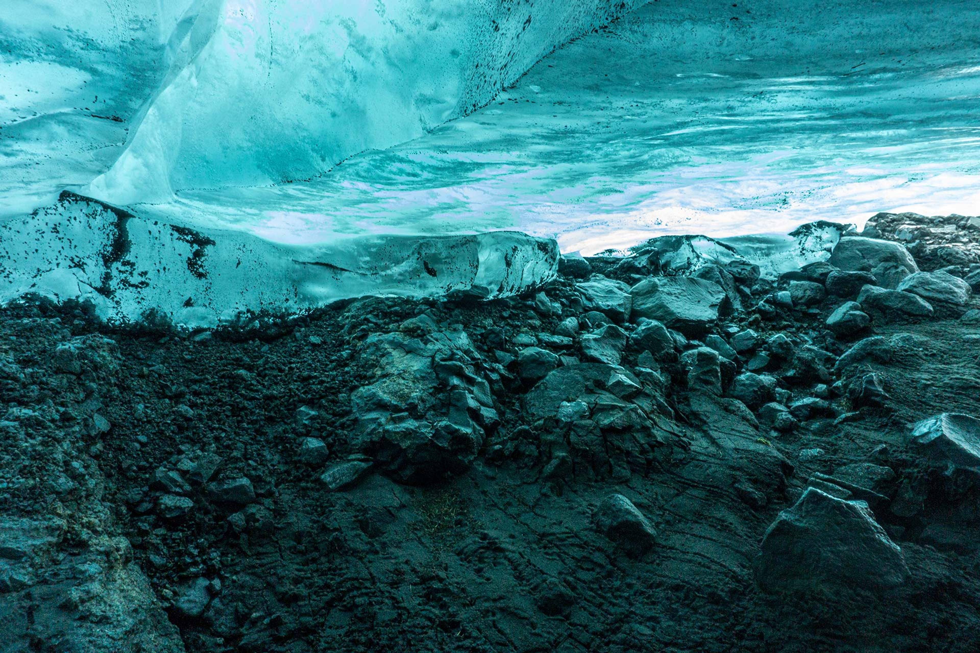 Blue roof on an ice cave