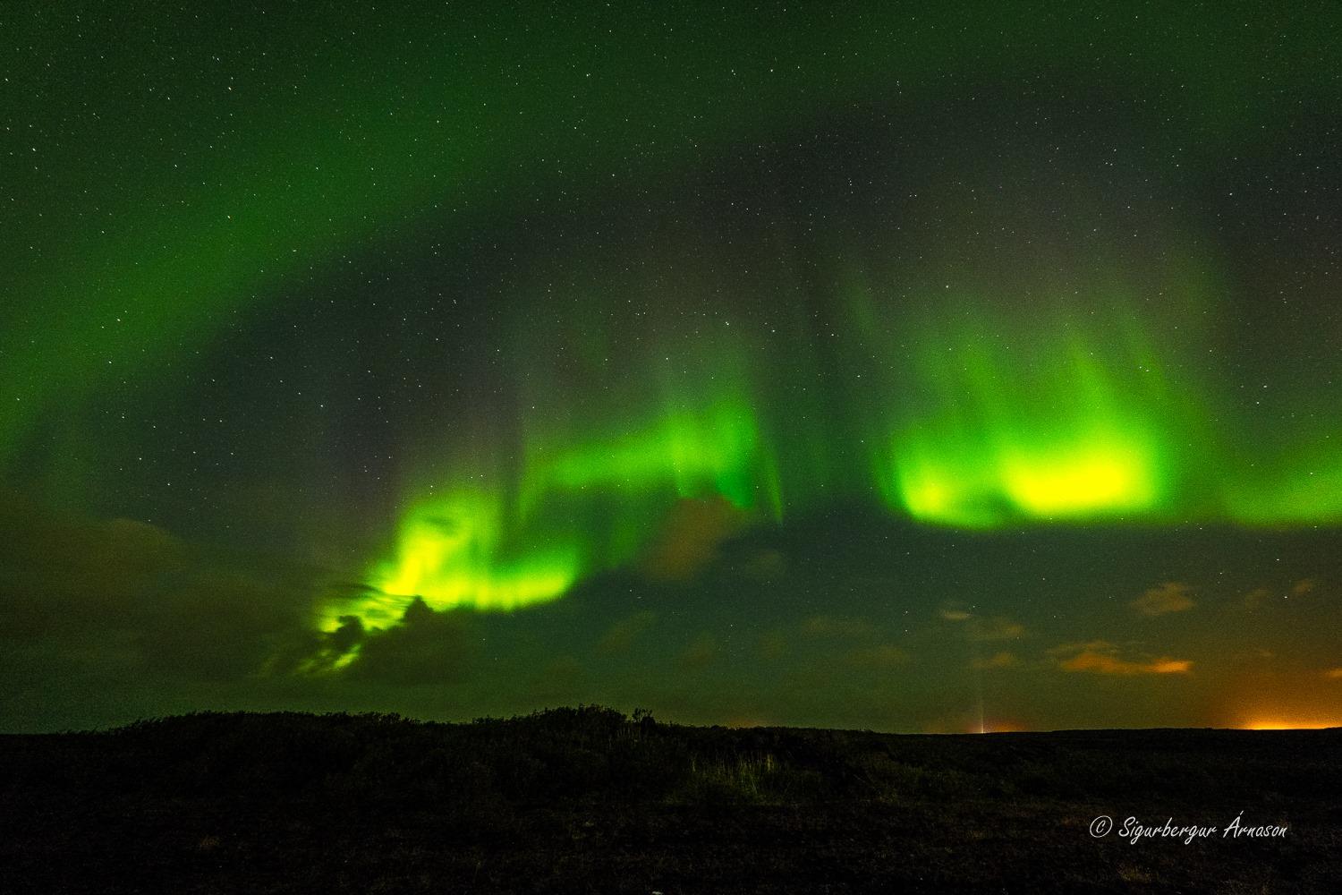 The northern lights right after sunset.
