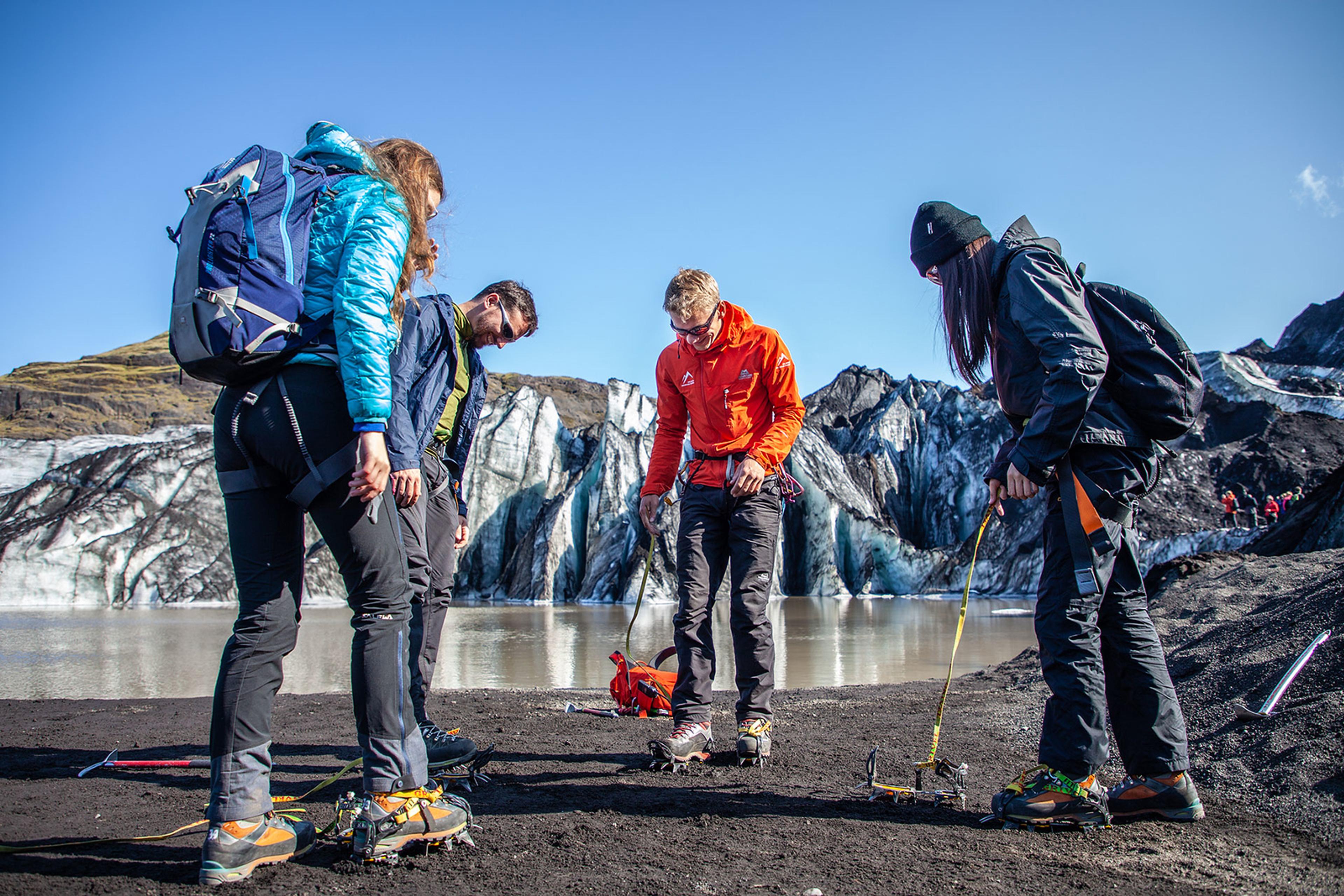 The group getting ready for walking on the glacier