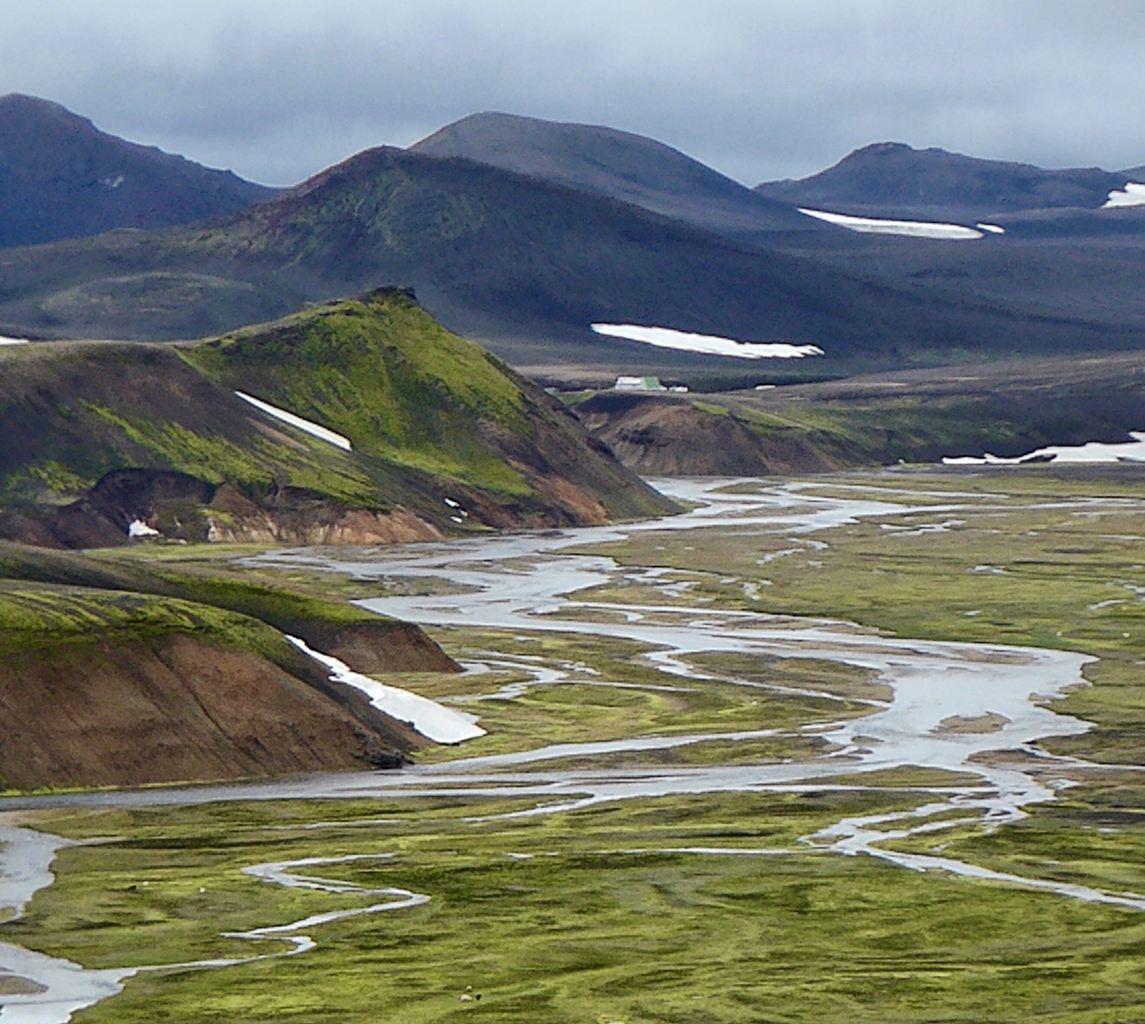 A view of Fjallabak with rivers and mountains